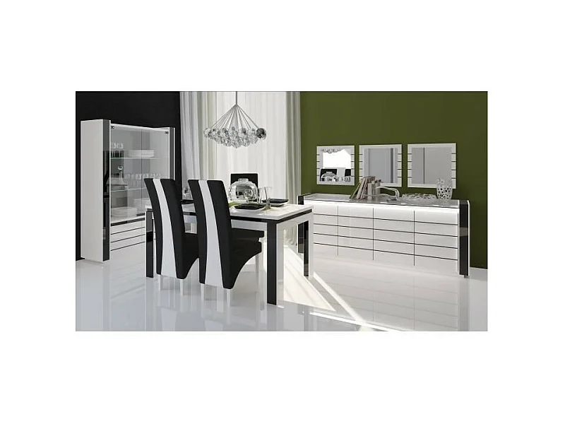 Comedor LINA aparador + vitrina + mesa de 160cm + 3 espejos