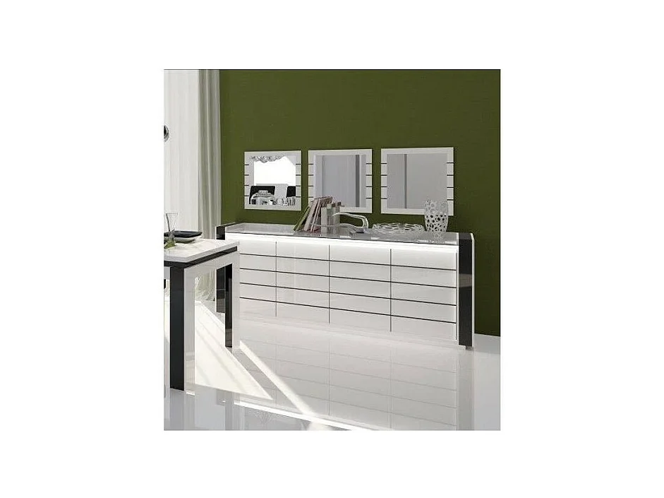 Comedor LINA aparador + vitrina + mesa de 160cm + 3 espejos