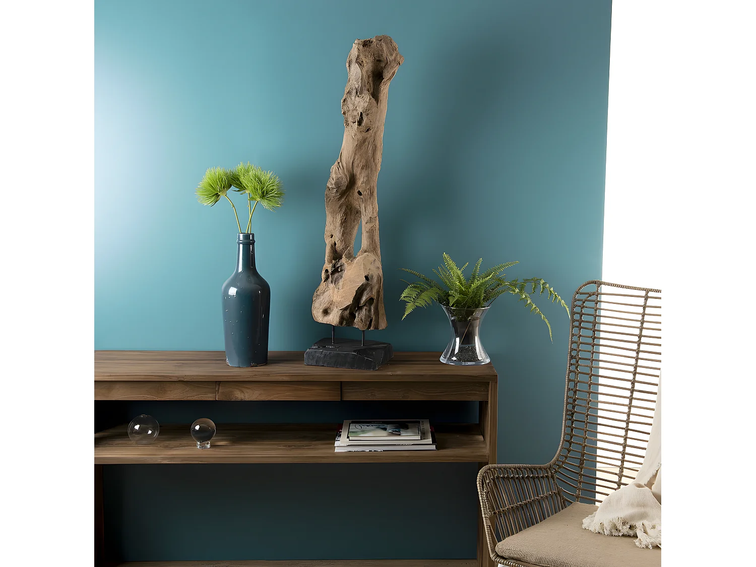 LALY - Objet décoration bois teck branche naturelle 'M'