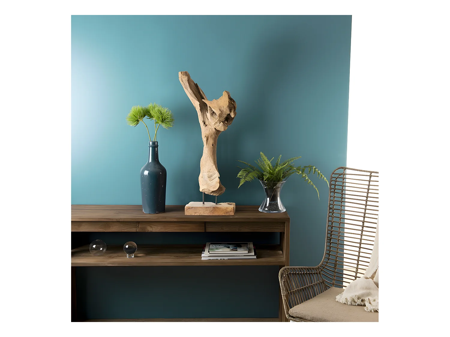 LALY - Objet décoration bois teck branche naturelle 'S'