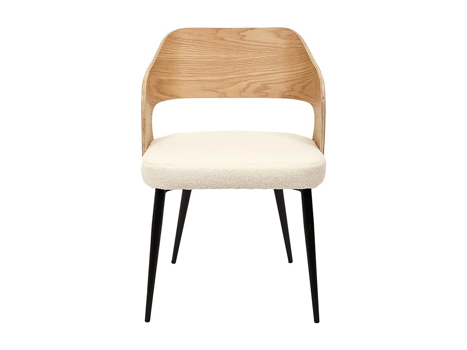 KILPA - Lot de 2 Fauteuils Bois et Métal Assise en Tissu Bouclettes