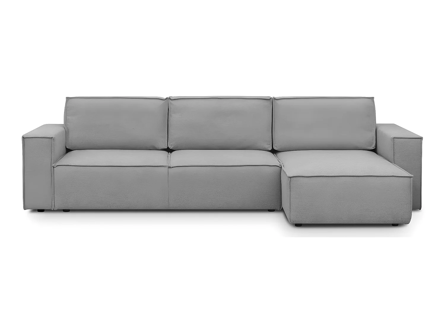 Canapé d'angle convertible réversible 5 places avec coffre de rangement en tissu chiné gris - Harper