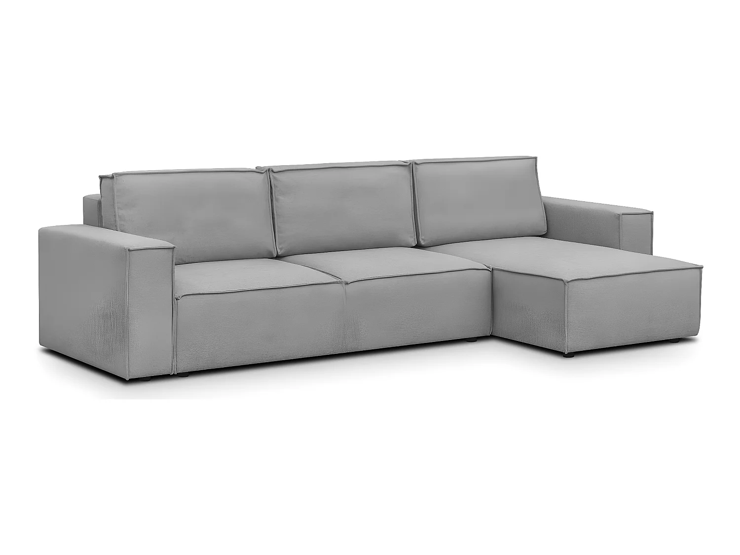 Canapé d'angle convertible réversible 5 places avec coffre de rangement en tissu chiné gris - Harper