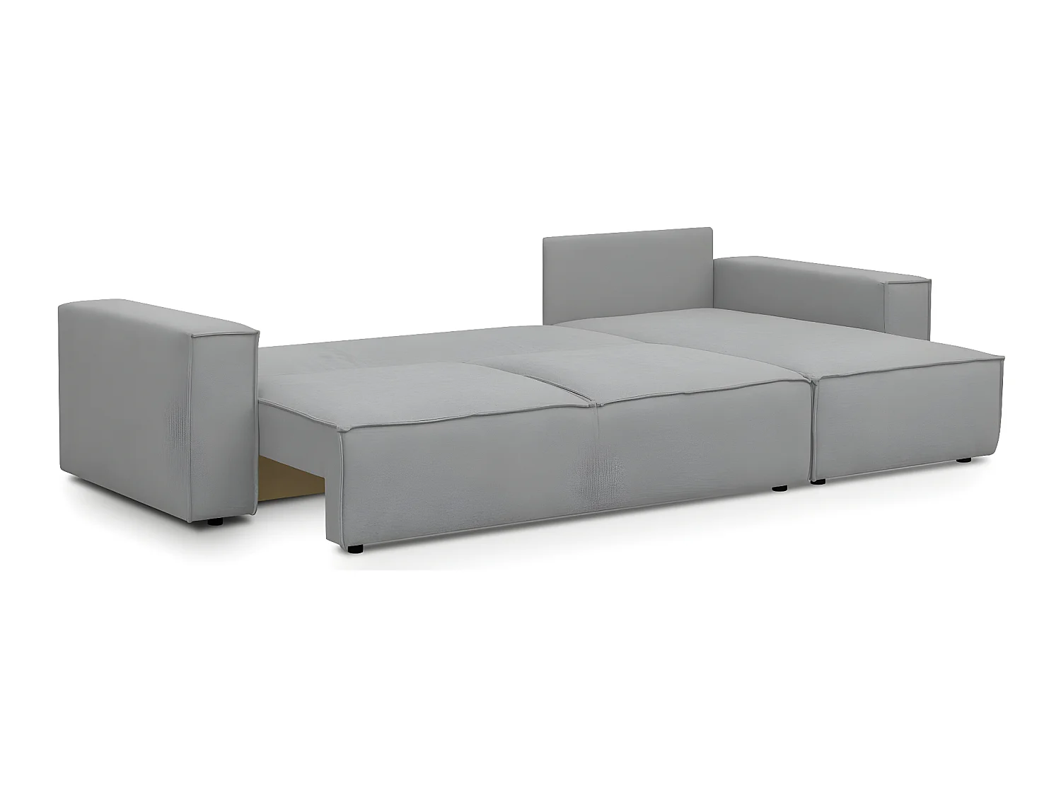 Canapé d'angle convertible réversible 5 places avec coffre de rangement en tissu chiné gris - Harper