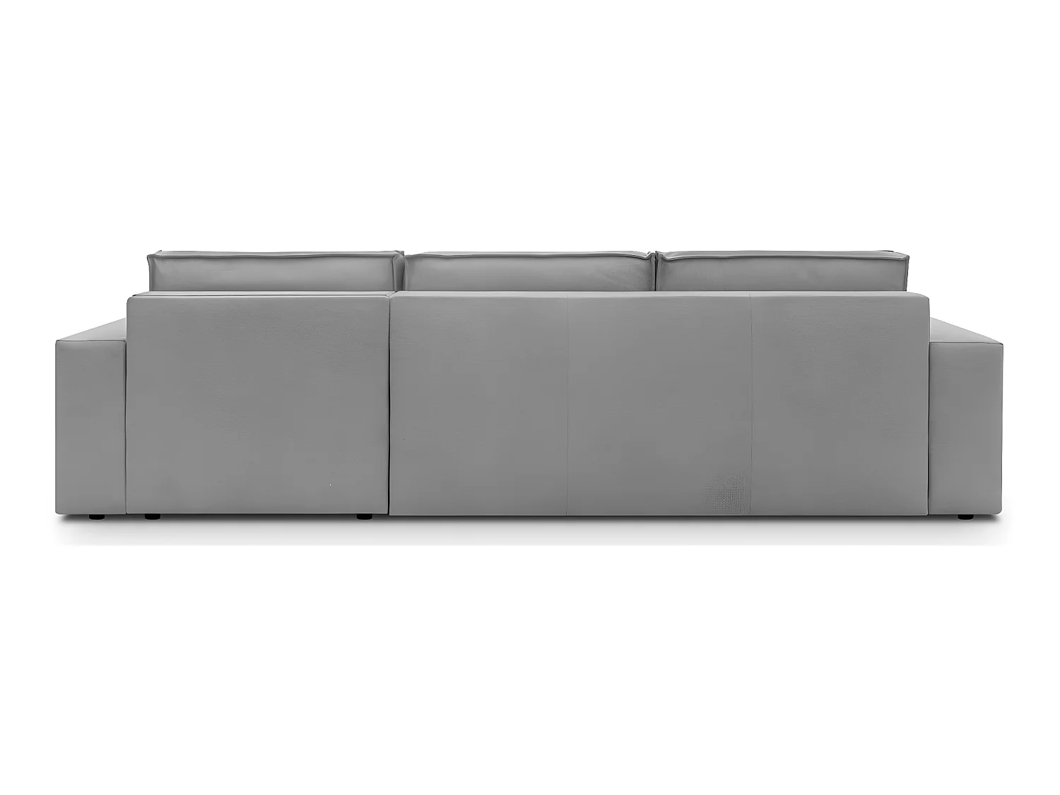 Canapé d'angle convertible réversible 5 places avec coffre de rangement en tissu chiné gris - Harper