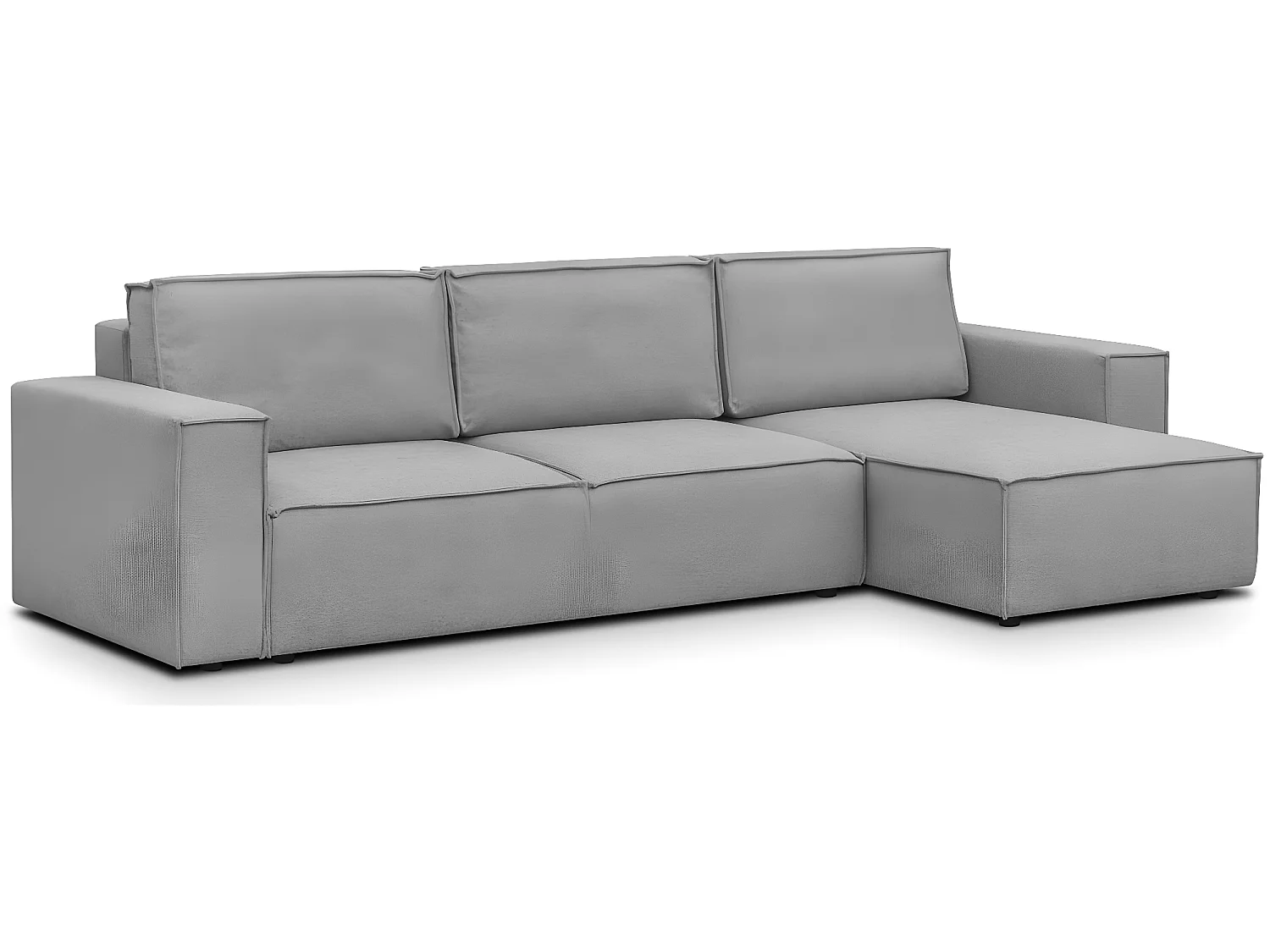 Canapé d'angle convertible réversible 5 places avec coffre de rangement en tissu chiné gris - Harper