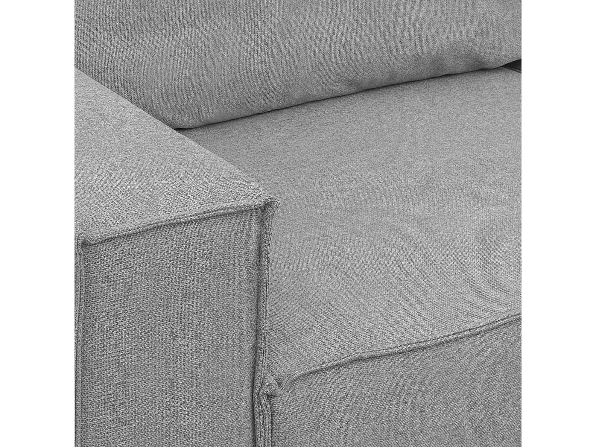 Canapé d'angle convertible 5 places avec coffre en tissu gris