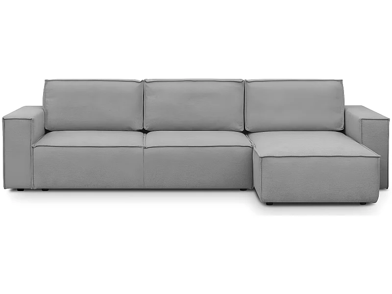 Canapé d'angle convertible réversible 5 places avec coffre de rangement en tissu chiné gris - Harper