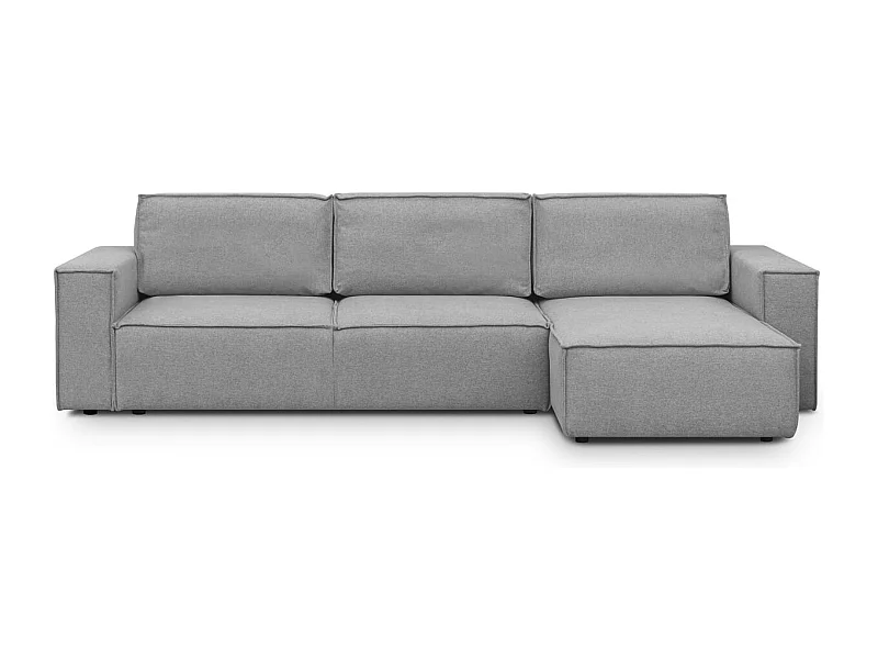 Canapé d'angle convertible réversible 5 places avec coffre de rangement en tissu chiné gris - Harper