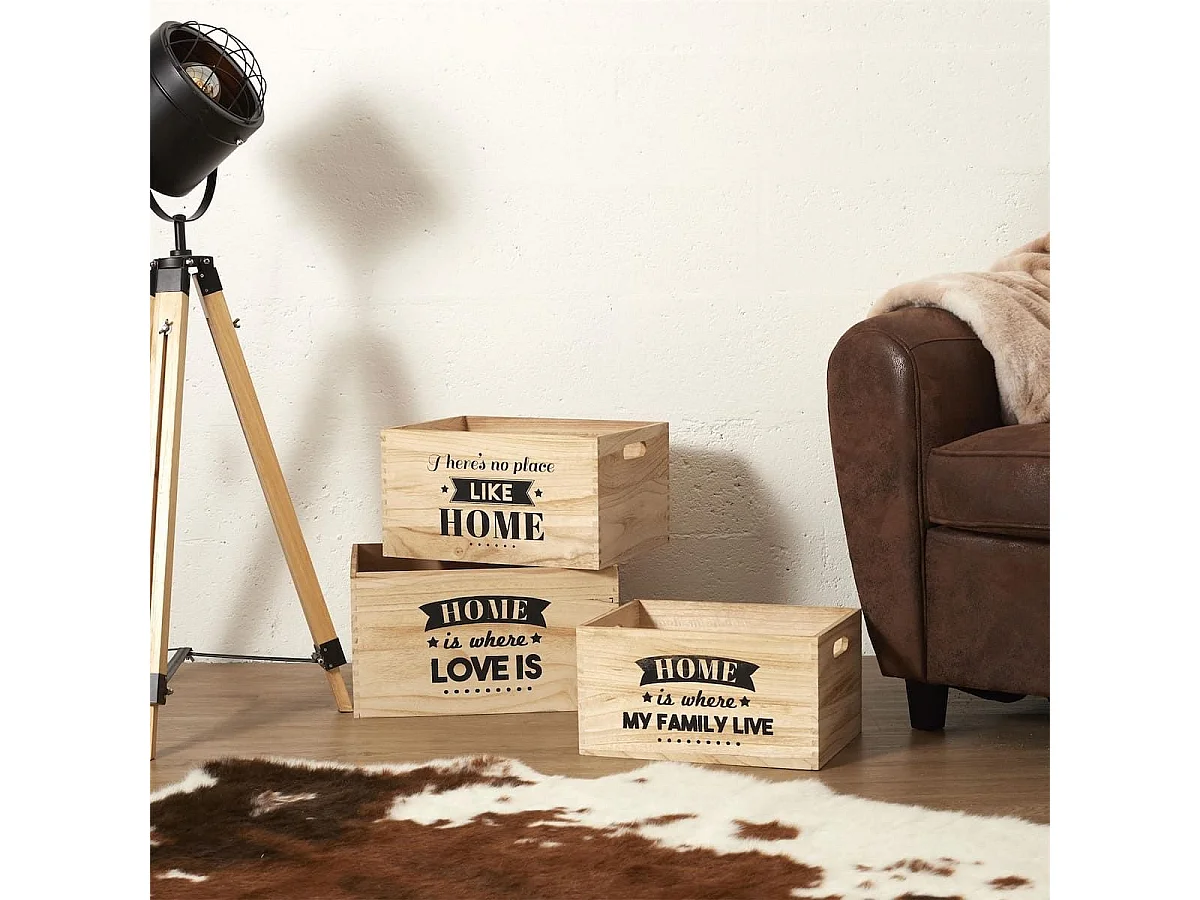 HOME - Lot de 3 Cagettes Gigognes Naturelles