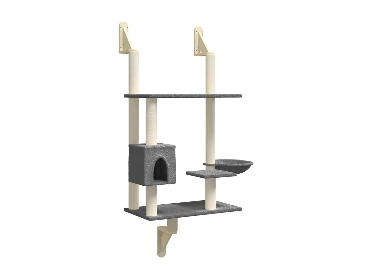 Arbre à chat mural avec griffoir gris foncé 153 cm