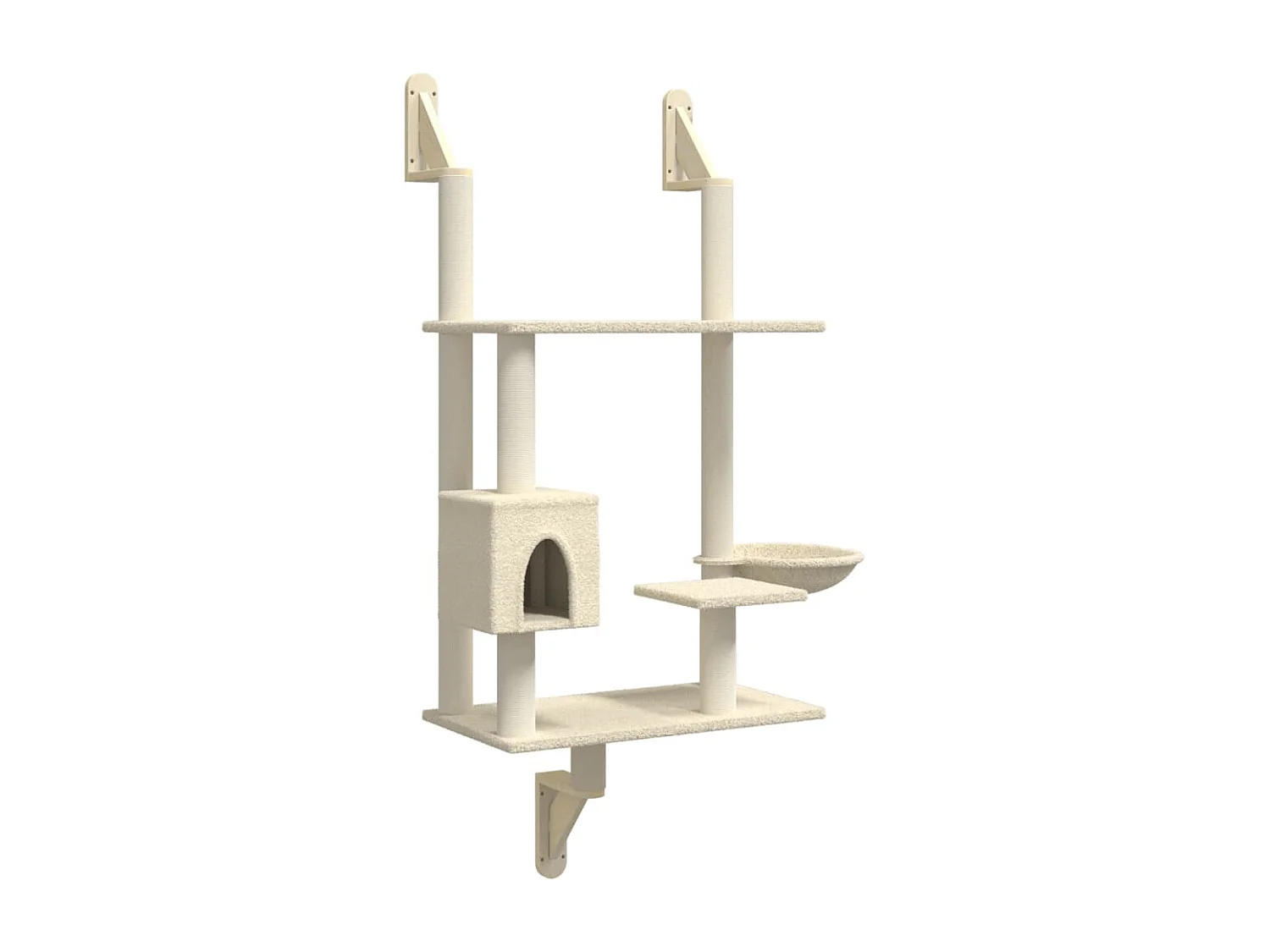 Kratzbaum mit Kratzsäule Wandmontage Creme 153 cm