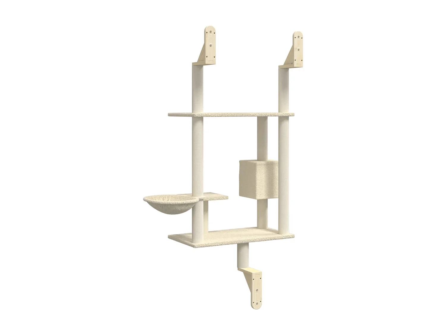 Kratzbaum mit Kratzsäule Wandmontage Creme 153 cm