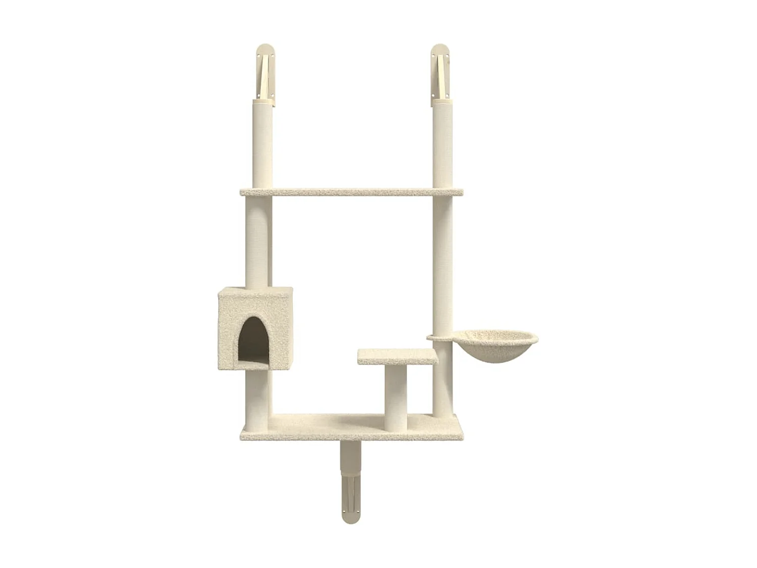 Arbre à chat mural avec griffoir crème 153 cm