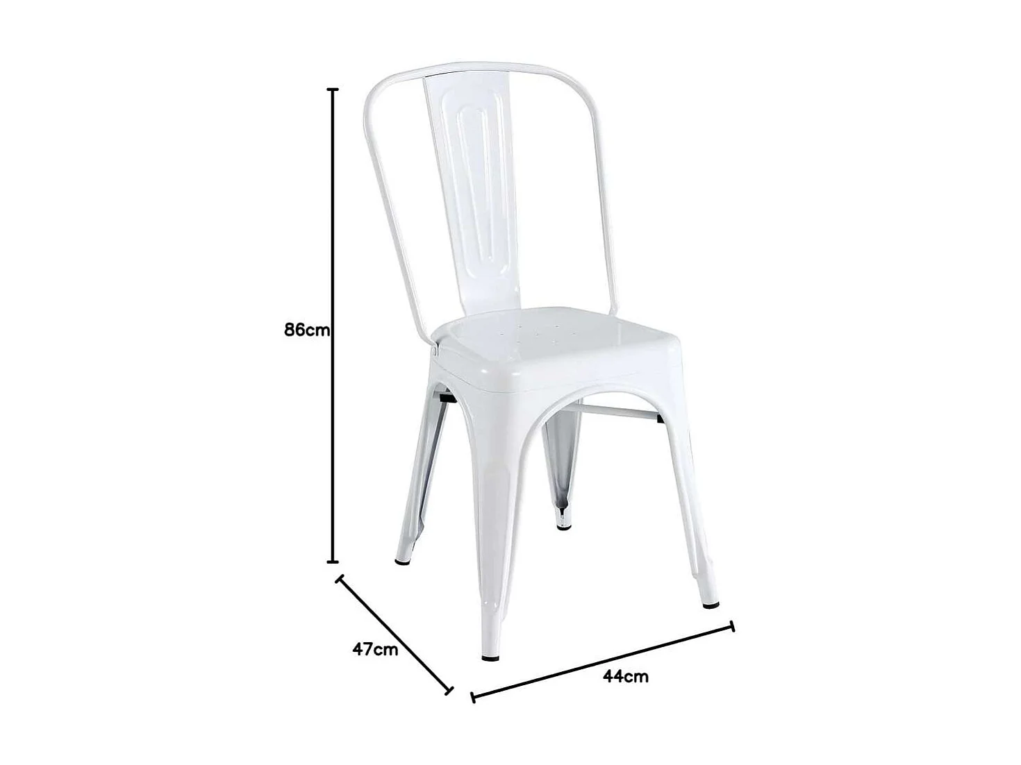 Silla de metal en acabado blanco, 86 cm(alto)44 cm(ancho)47 cm(largo)