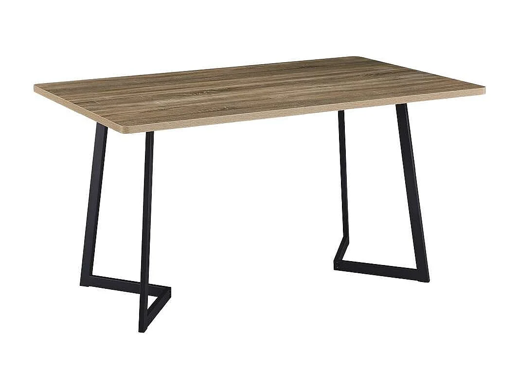 Mesa para cocina, comedor fija Md-Amelia acabado roble aserrado/negro, 140cm(ancho) 75cm(a