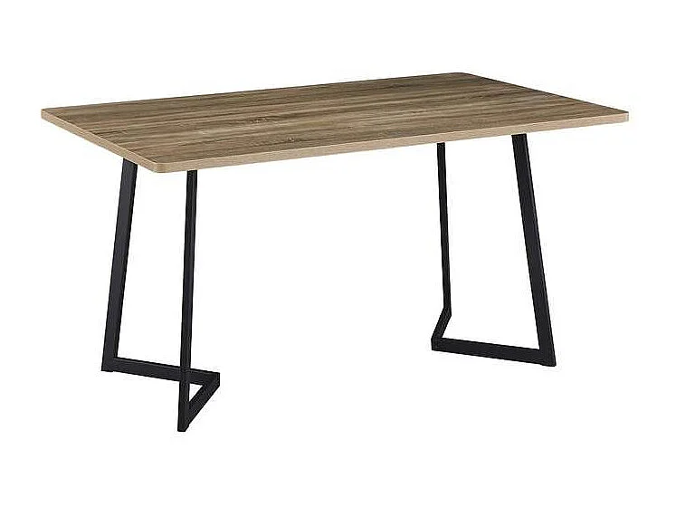Mesa para cocina, comedor fija Md-Amelia acabado roble aserrado/negro, 140cm(ancho) 75cm(a