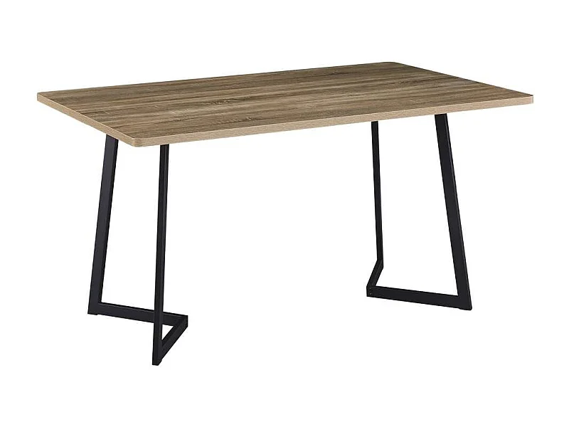 Mesa para cocina, comedor fija Md-Amelia acabado roble aserrado/negro, 140cm(ancho) 75cm(a
