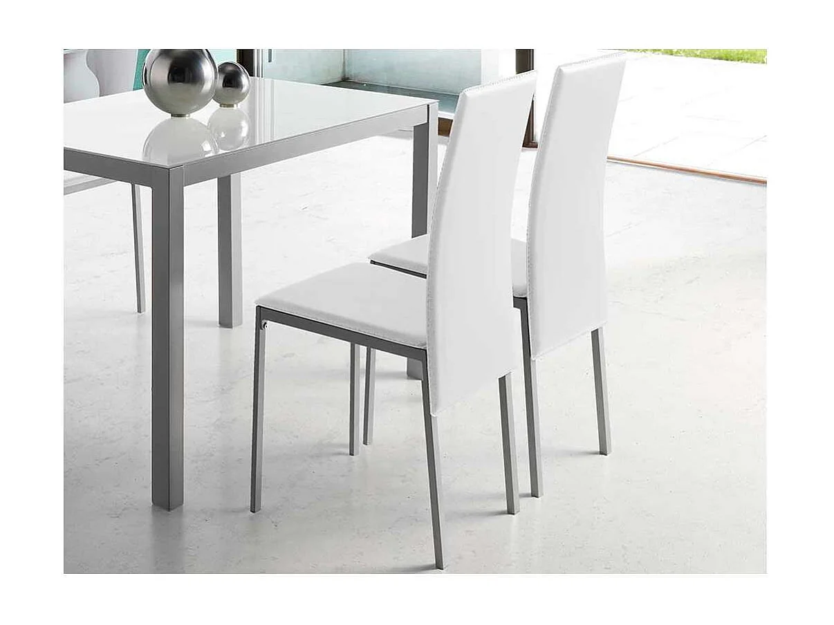 Pack 4 sillas Carla para salón en polipiel blanco, 96 cm(alto)41 cm(ancho)52 cm(largo)