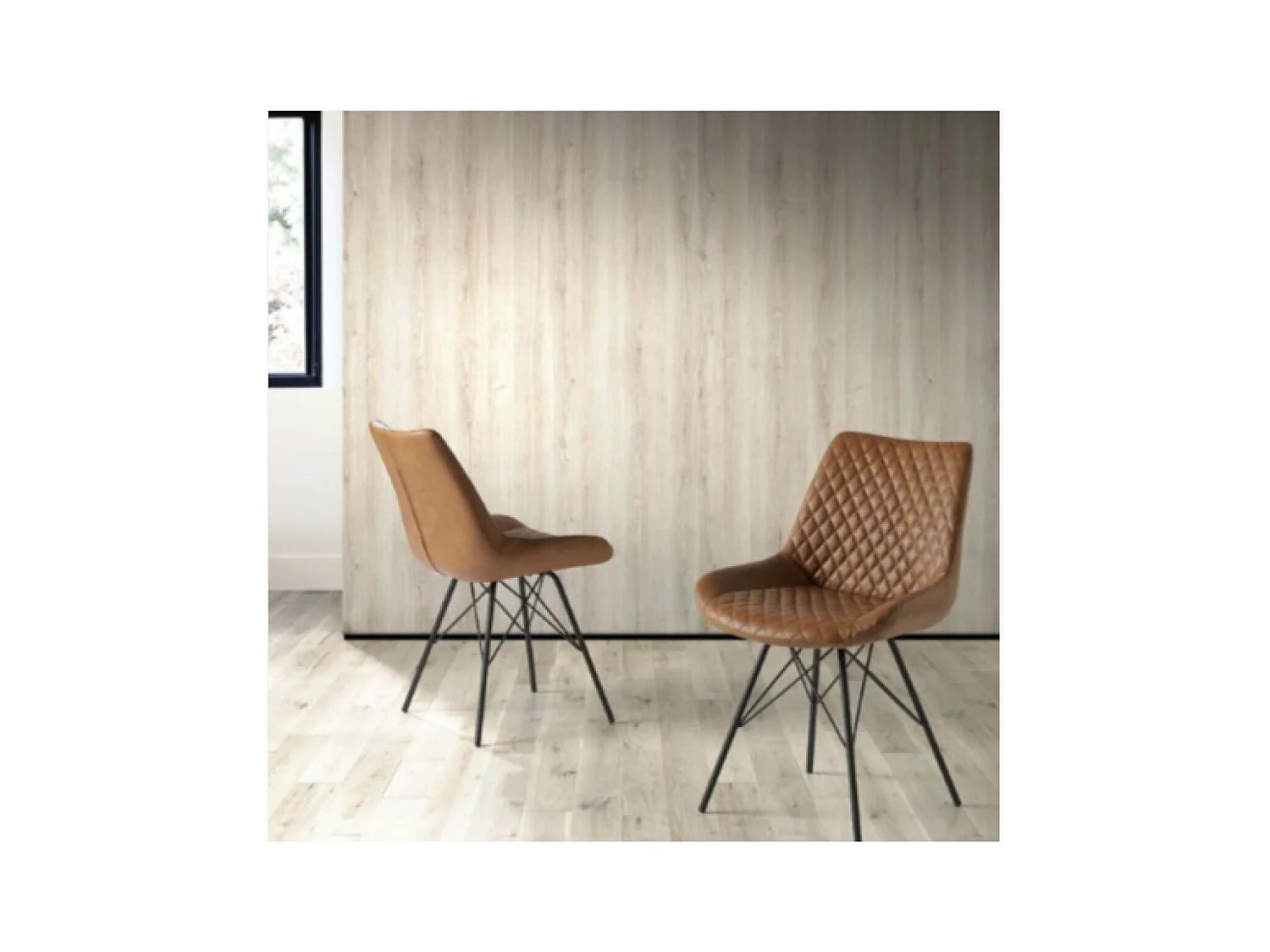 Pack de 4 sillas modelo SALOME acabado ecopiel marrón, 61 x 50 x 79 cm (largo x ancho x a