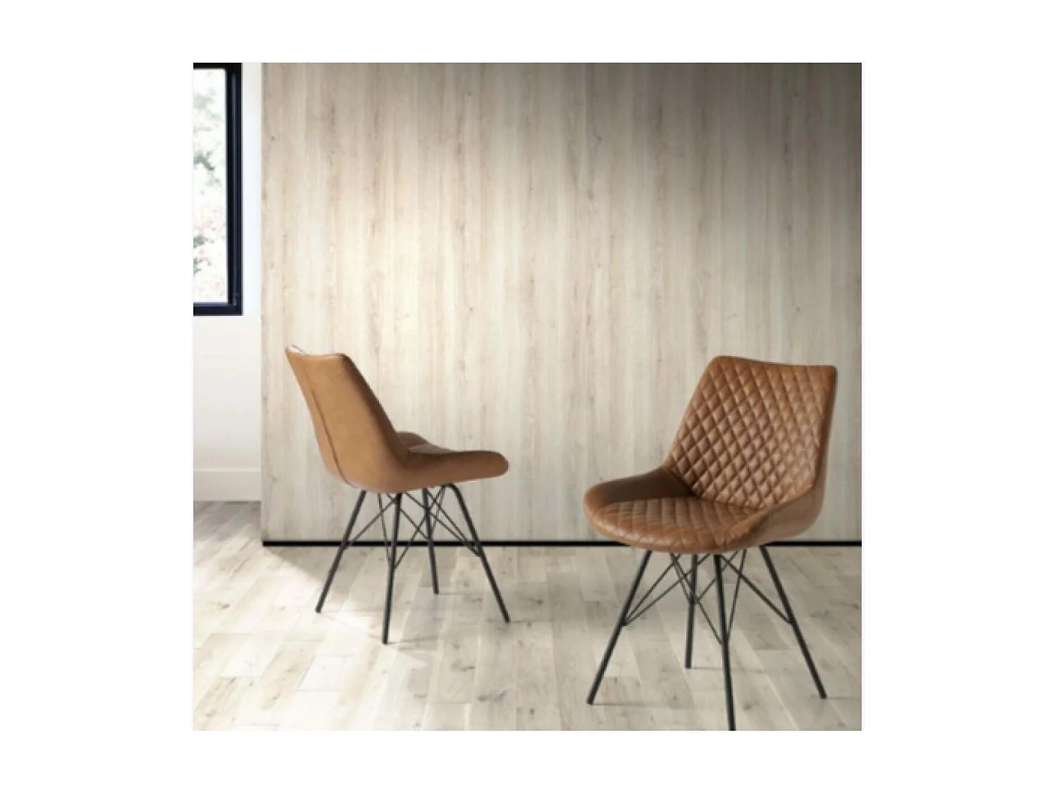 Pack de 4 sillas modelo SALOME acabado ecopiel marrón, 61 x 50 x 79 cm (largo x ancho x a