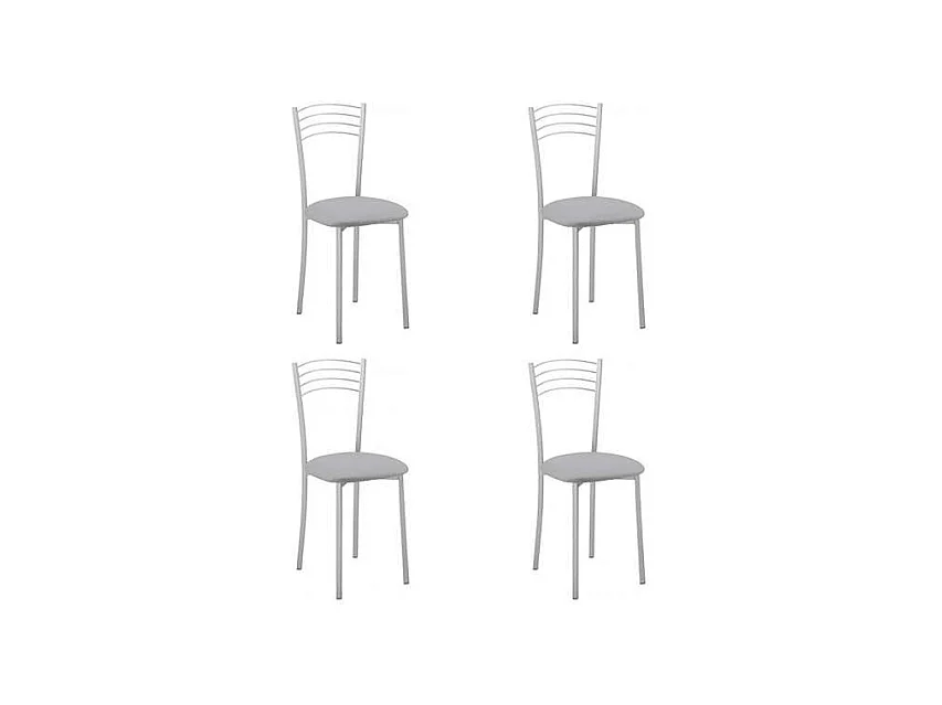 Pack de 4 sillas Md-Gabia tapizadas en tejido PU gris, 89cm(alto) 40cm(ancho) 45cm(largo)