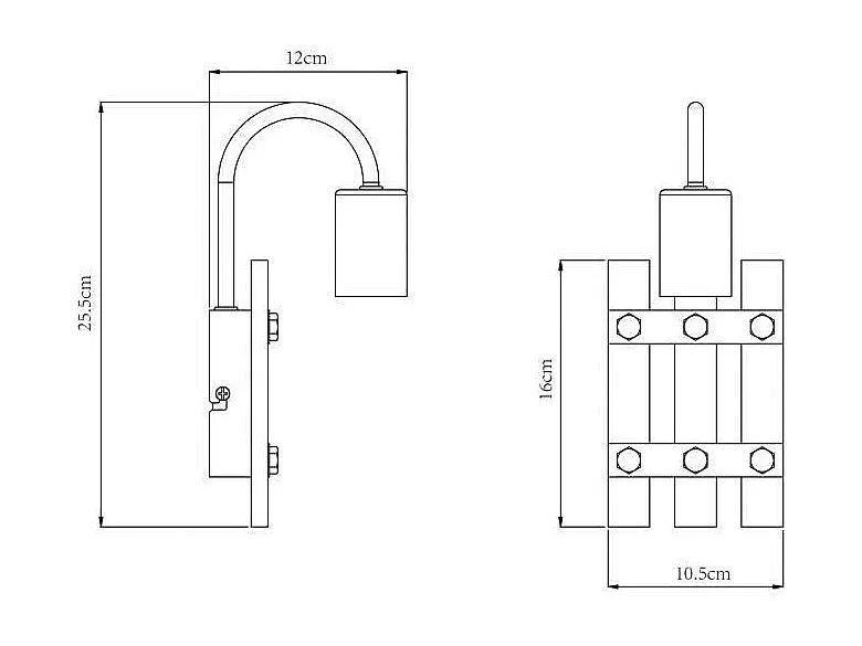 Aplique de pared modelo Milton acabado natural, 26cm(alto) 11cm(ancho) 12cm(fondo)