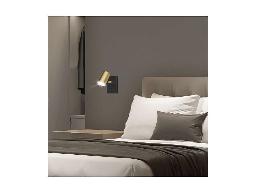 Aplique a pared modelo Paros acabado negro/cuero, 12cm(alto) 15cm(ancho) 8cm(fondo)