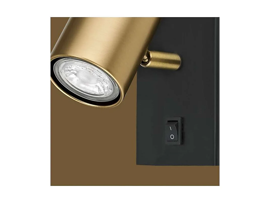 Aplique a pared modelo Paros acabado negro/cuero, 12cm(alto) 15cm(ancho) 8cm(fondo)