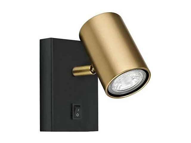 Aplique a pared modelo Paros acabado negro/cuero, 12cm(alto) 15cm(ancho) 8cm(fondo)