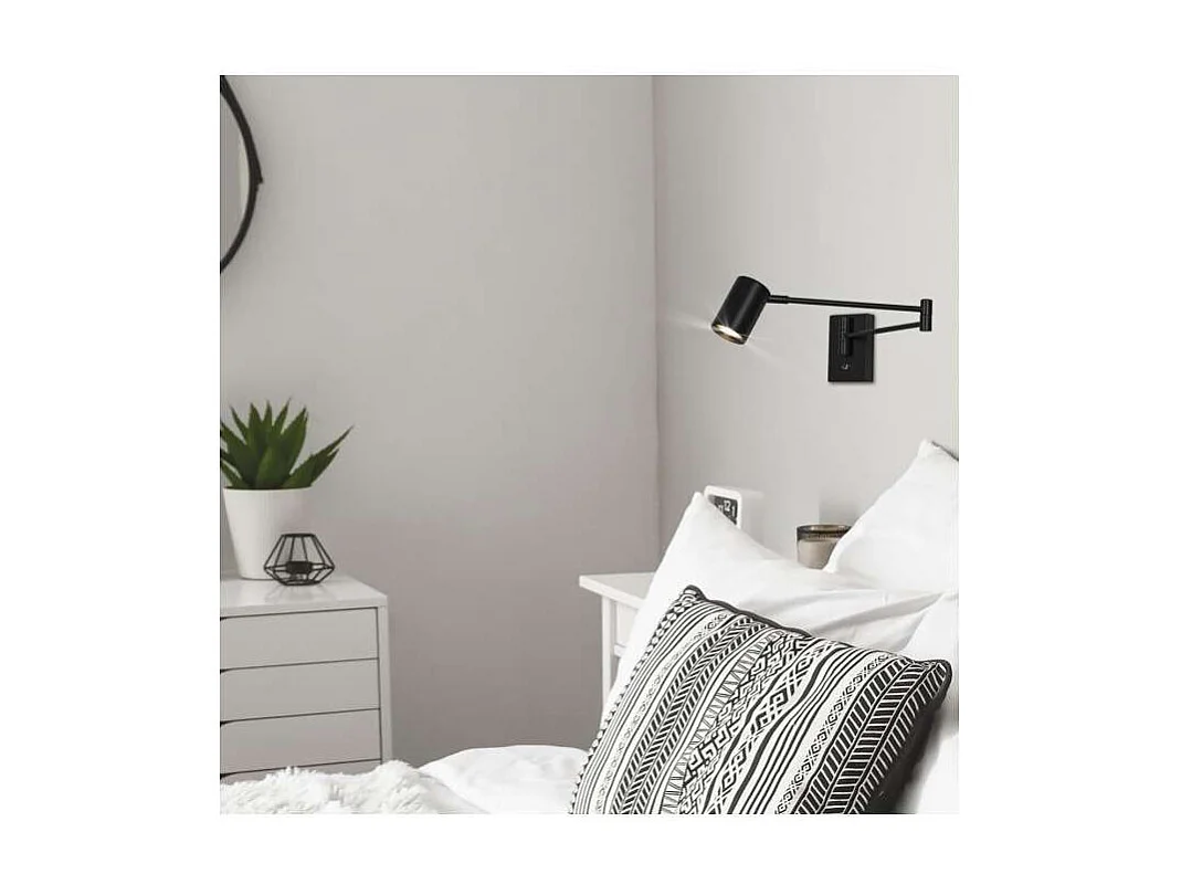 Aplique de pared led modelo Romeo acabado negro, 8cm(ancho) 63cm (fondo) 12cm(alto).