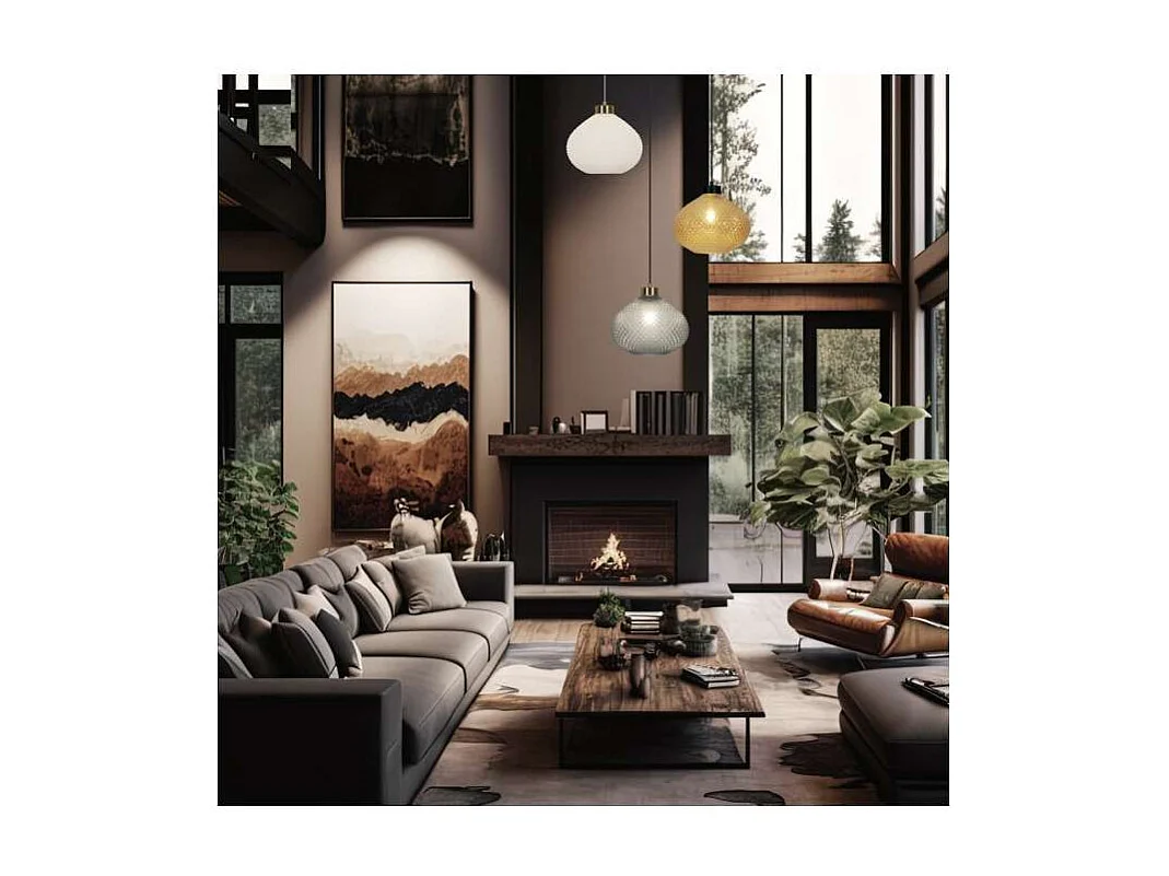 Colgante modelo Flore acabado latón/fume, 31cm(alto) 28cm(ancho) 28cm(fondo.