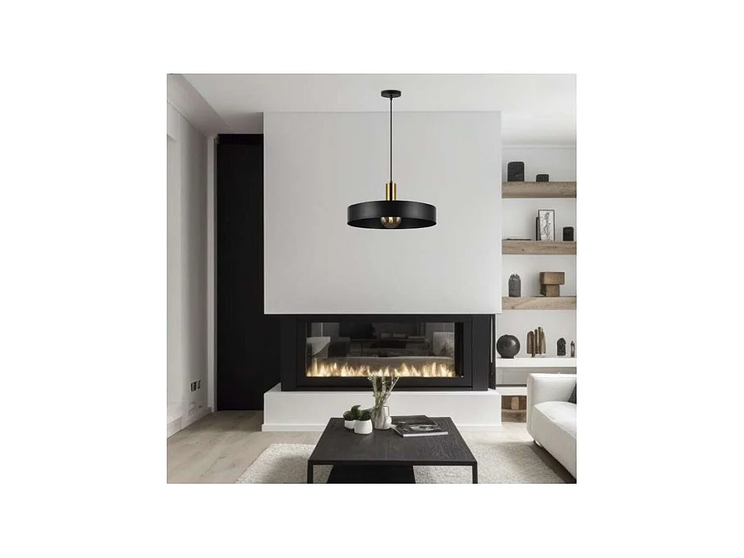 Colgante modelo Uma acabado negro, 17cm(alto) 40cm(ancho) 40cm(fondo.