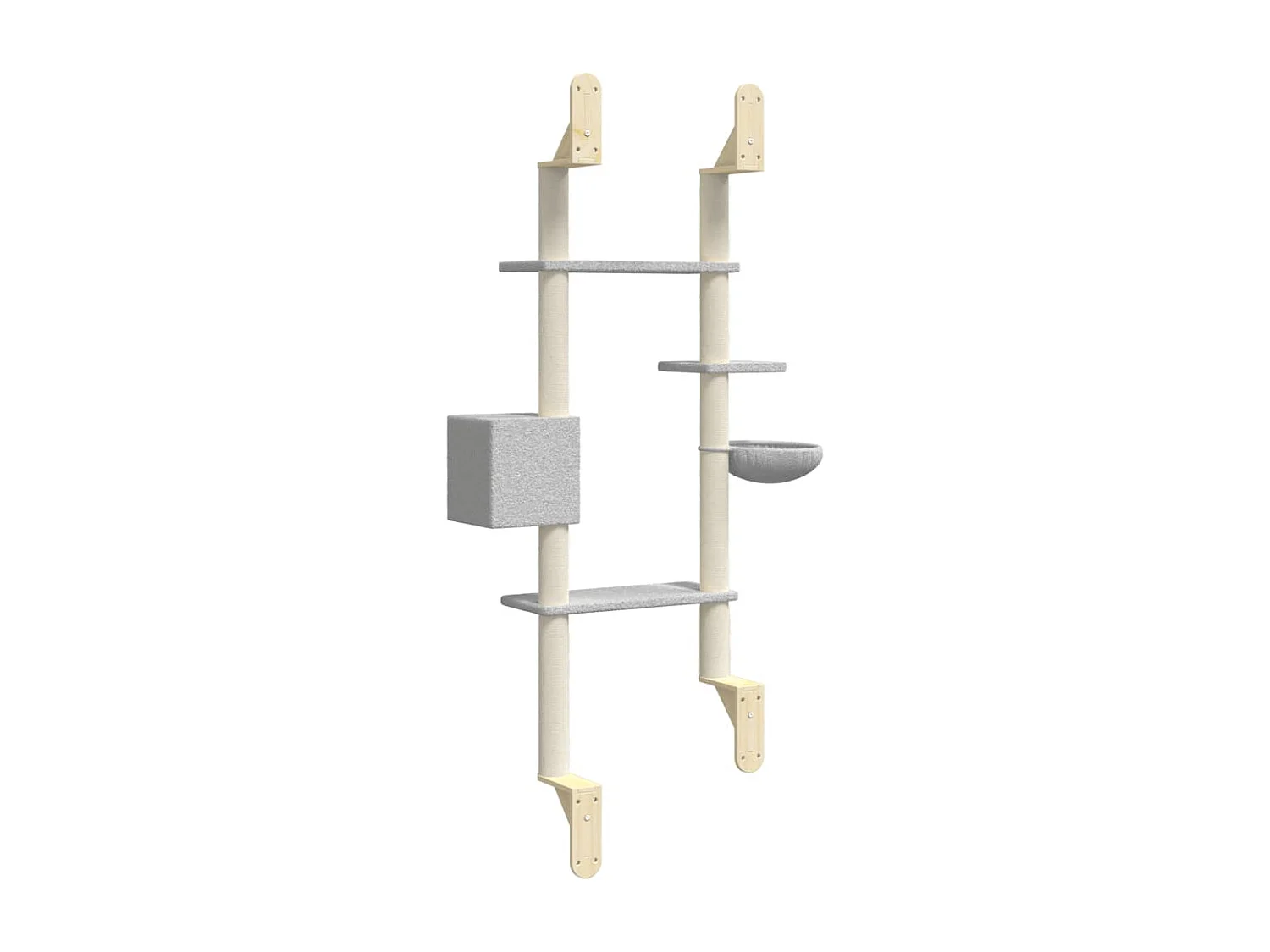 Albero per Gatti con Tiragraffi a Parete Grigio Chiaro 180 cm