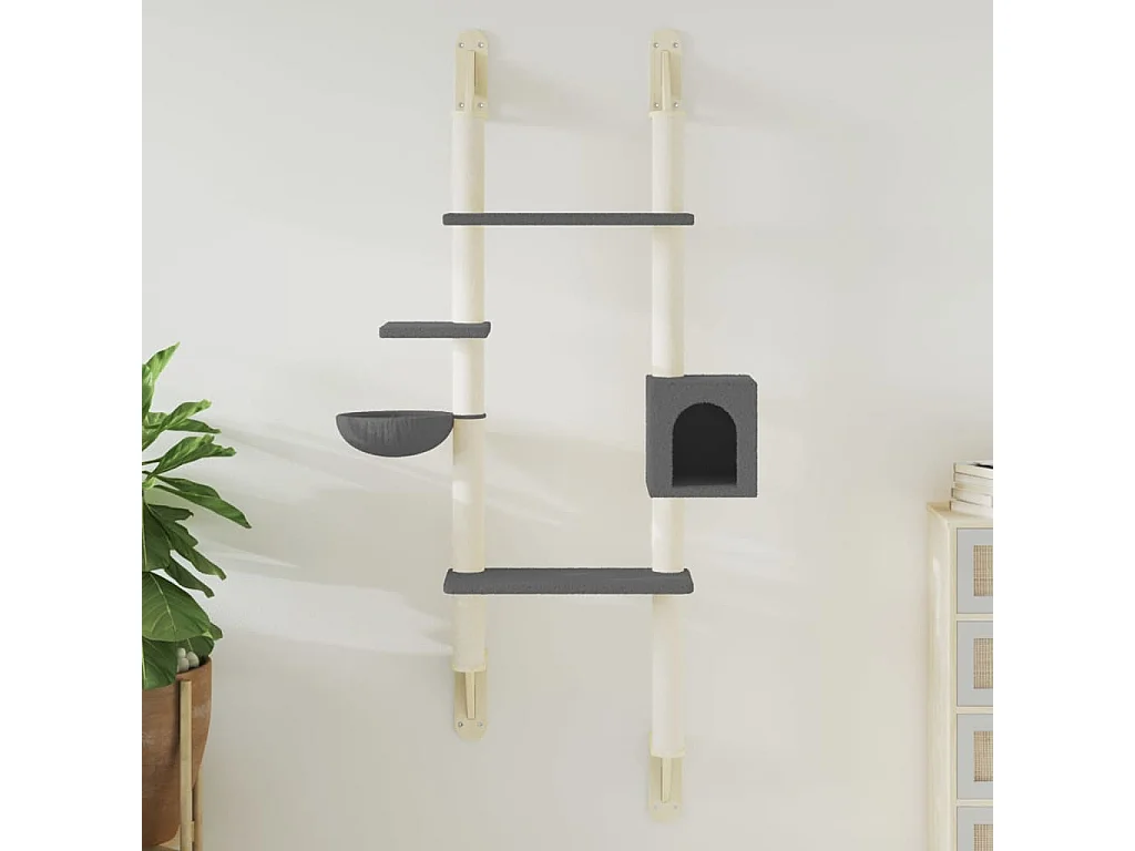 Kratzbaum mit Kratzsäule Wandmontage Dunkelgrau 180 cm