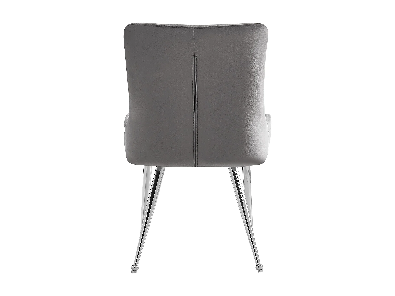 Set van 2 eetkamerstoelen, grijs fluweel, stoel met gestoffeerde rugleuning, verstelbare zilveren poten