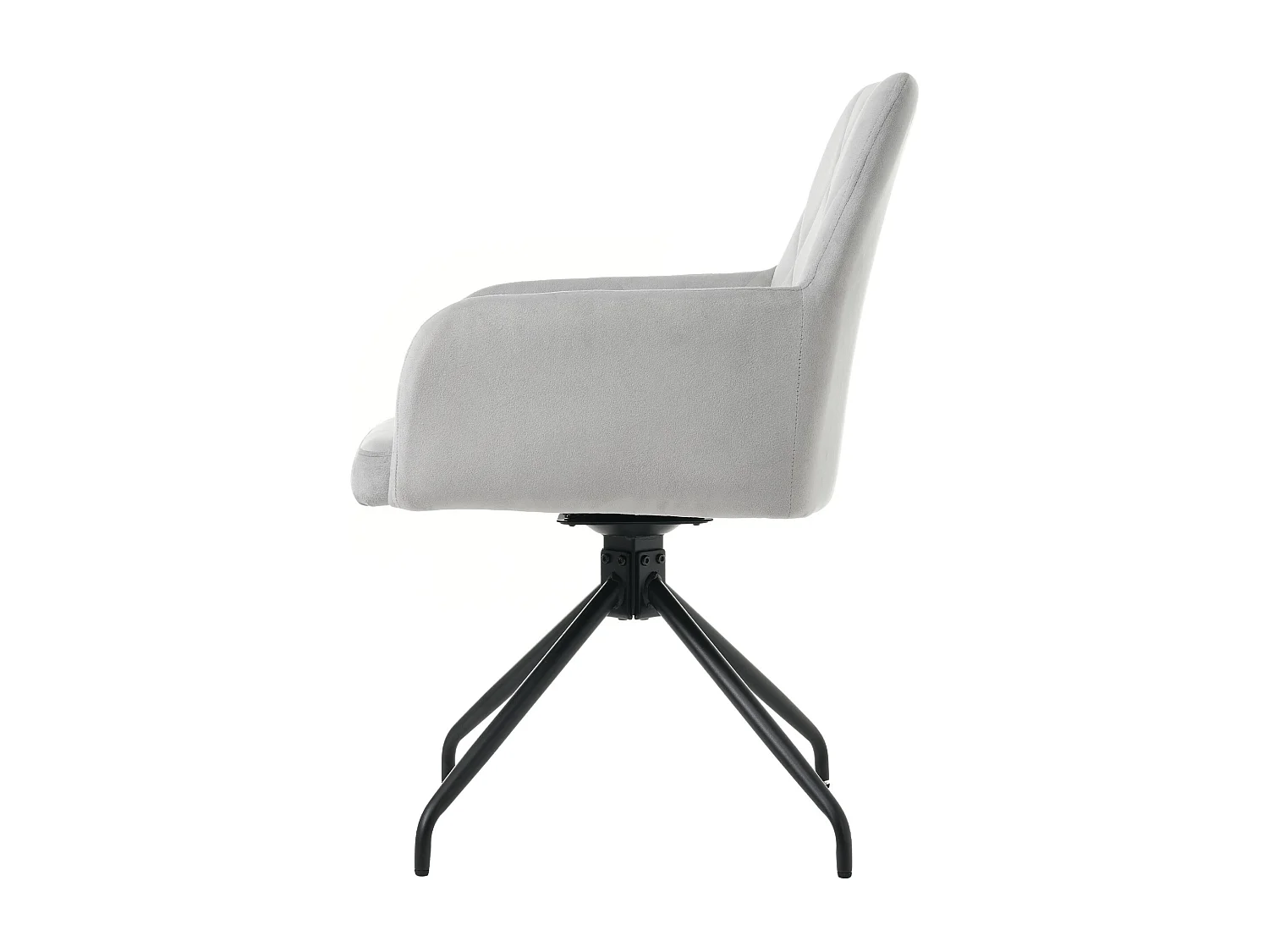 Set di 4 sedie da pranzo girevoli, in velluto grigio, con braccioli e schienale, gambe in metallo