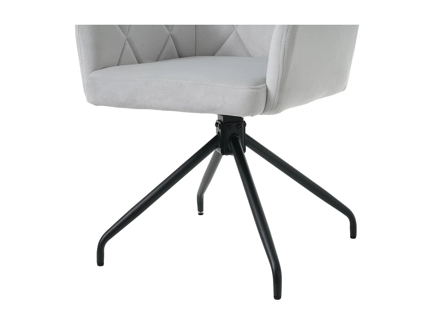 Set di 4 sedie da pranzo girevoli, in velluto grigio, con braccioli e schienale, gambe in metallo