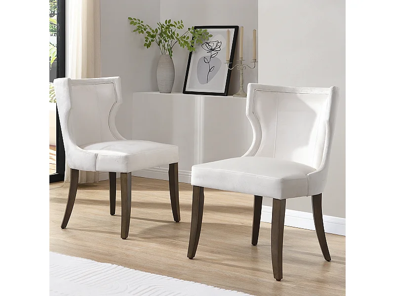 Set van 4 eetkamerstoelen, beige fluweel, gestoffeerde stoel met verstelbare poten, voor woonkamer en slaapkamer