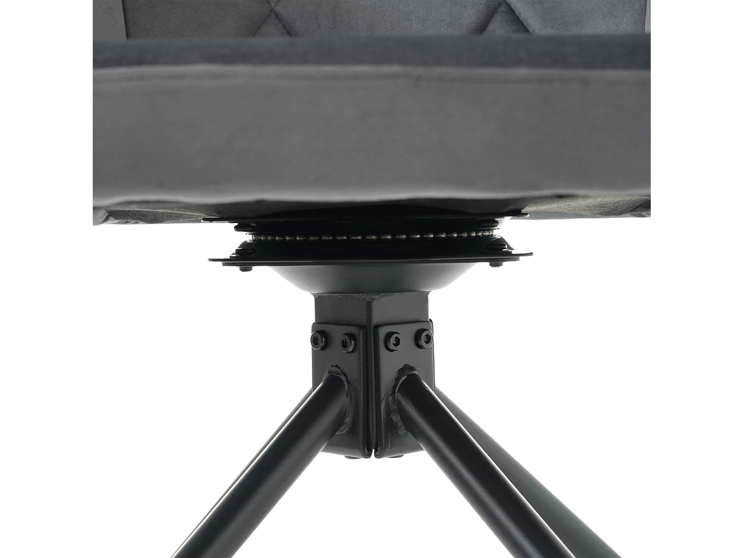 Set van 2 draaibare eetkamerstoelen, donkergrijs fluweel, stoel met armleuningen en rugleuning, metalen poten