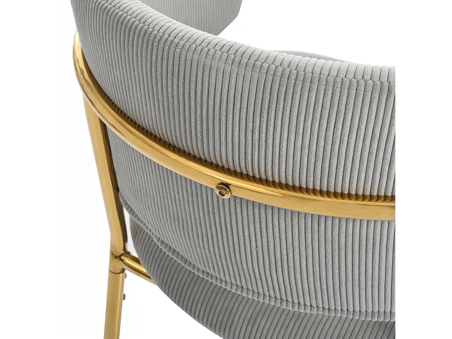 4er-Set Stühle aus grauem Cord mit gepolsterter Rückenlehne und goldenen Beinen für Wohn- und Esszimmer