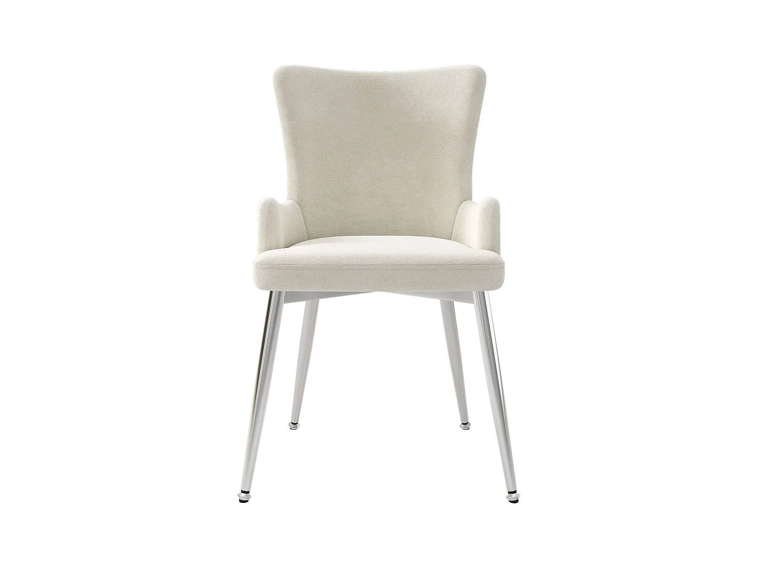 Lot de 2 chaises de salle à manger, velours beige, chaise avec dossier rembourré et pieds argentés, pour chambre et salon