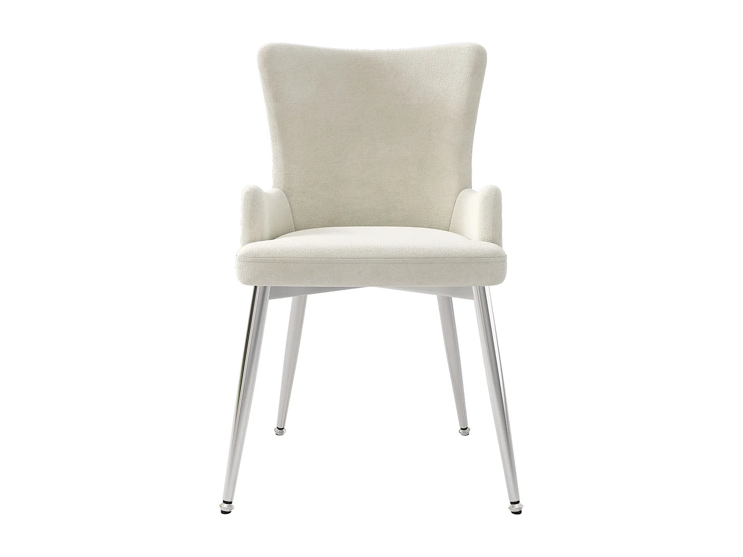 Zestaw 2 krzeseł do jadalni, beżowy aksamit, krzesło z tapicerowanym oparciem i srebrnymi nogami, do sypialni i salonu