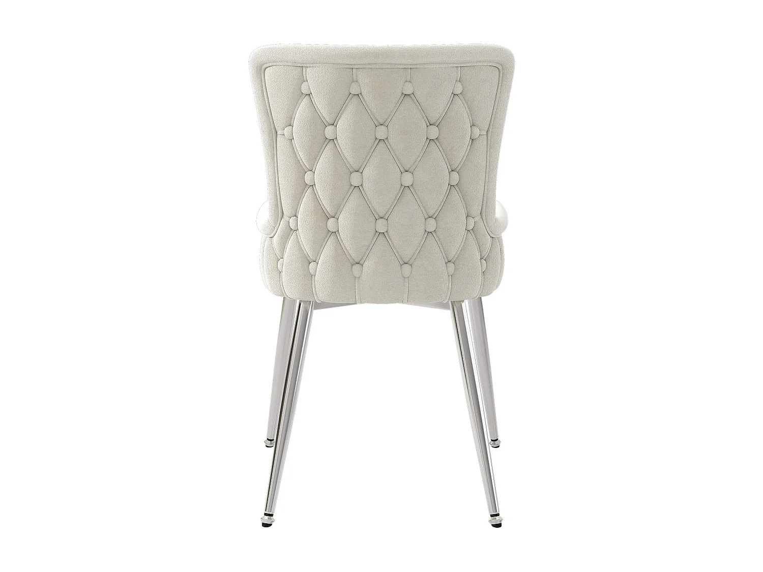 Zestaw 2 krzeseł do jadalni, beżowy aksamit, krzesło z tapicerowanym oparciem i srebrnymi nogami, do sypialni i salonu