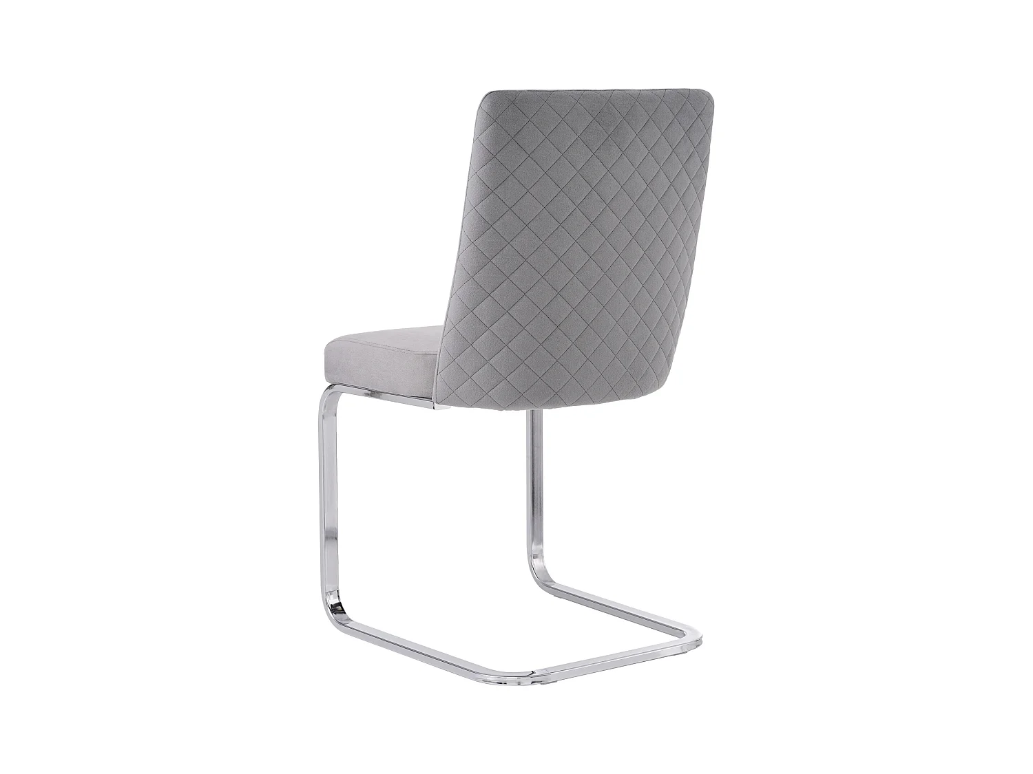 Lot de 4 chaises de salle à manger, velours gris, chaise avec dossier rembourré, pieds argentés