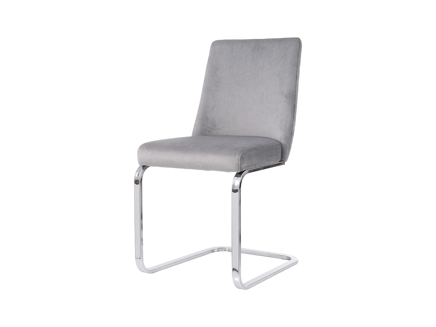 Lot de 4 chaises de salle à manger, velours gris, chaise avec dossier rembourré, pieds argentés