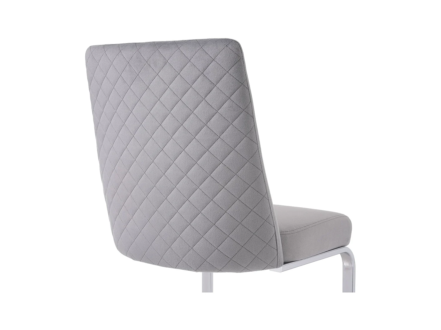 Lot de 4 chaises de salle à manger, velours gris, chaise avec dossier rembourré, pieds argentés