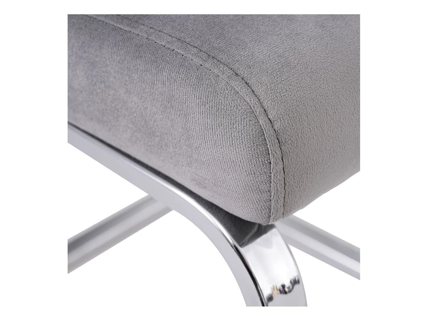 Lot de 4 chaises de salle à manger, velours gris, chaise avec dossier rembourré, pieds argentés