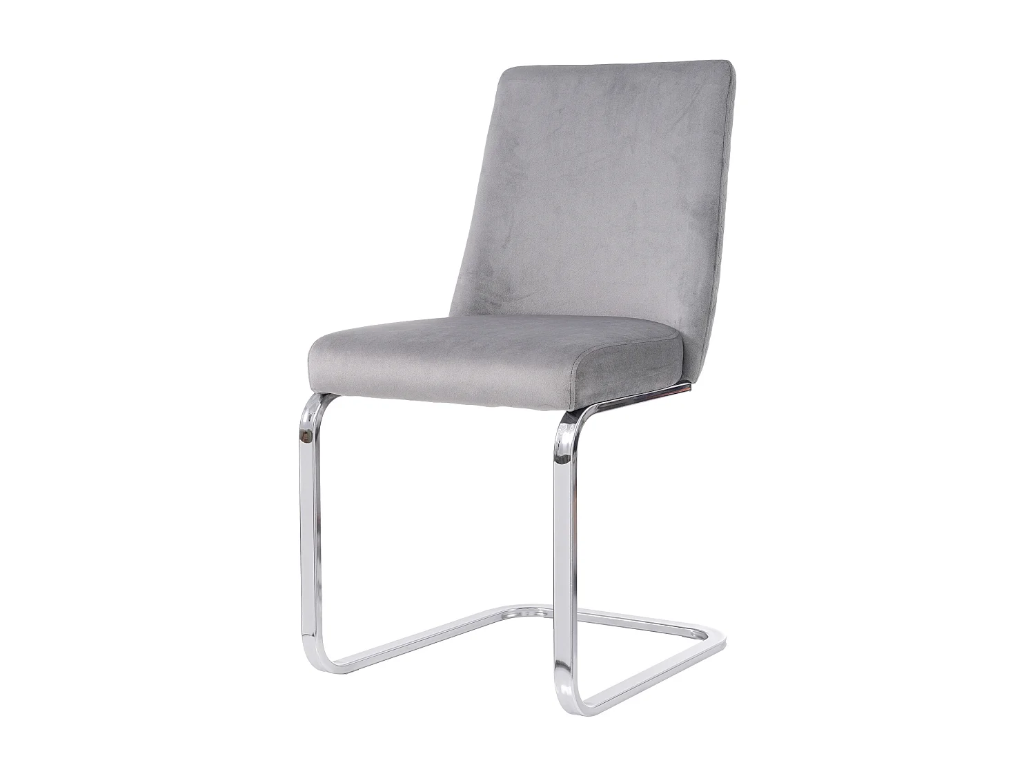 Lot de 4 chaises de salle à manger, velours gris, chaise avec dossier rembourré, pieds argentés