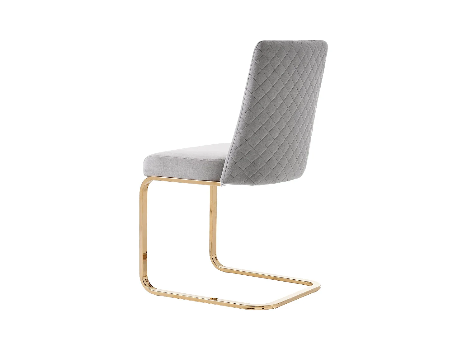 Lot de 4 chaises de salle à manger, velours gris, chaise avec dossier rembourré, pieds dorés